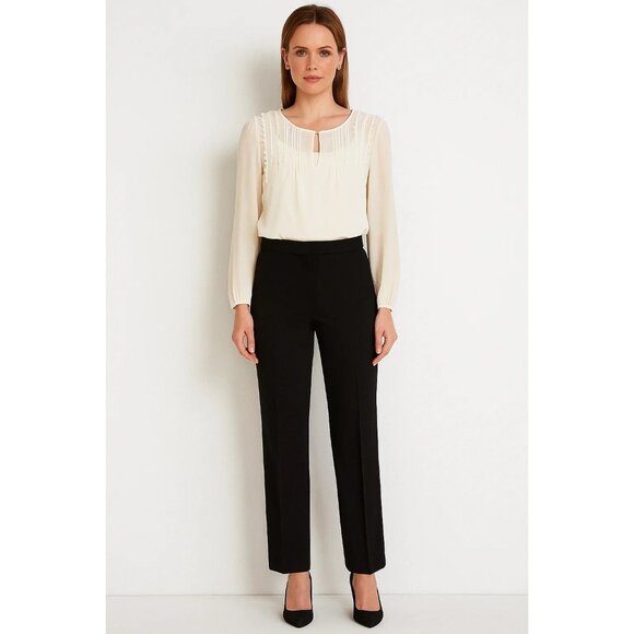 Cynthia Rowley Sheer Lace Trim Blouse Cream Long Sleeve Lightweight Womens Large - Picture 1 of 11